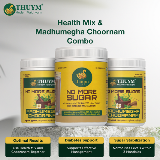 No More Sugar Combo (Diabetes Health Mix + Madhumega Chooranam)